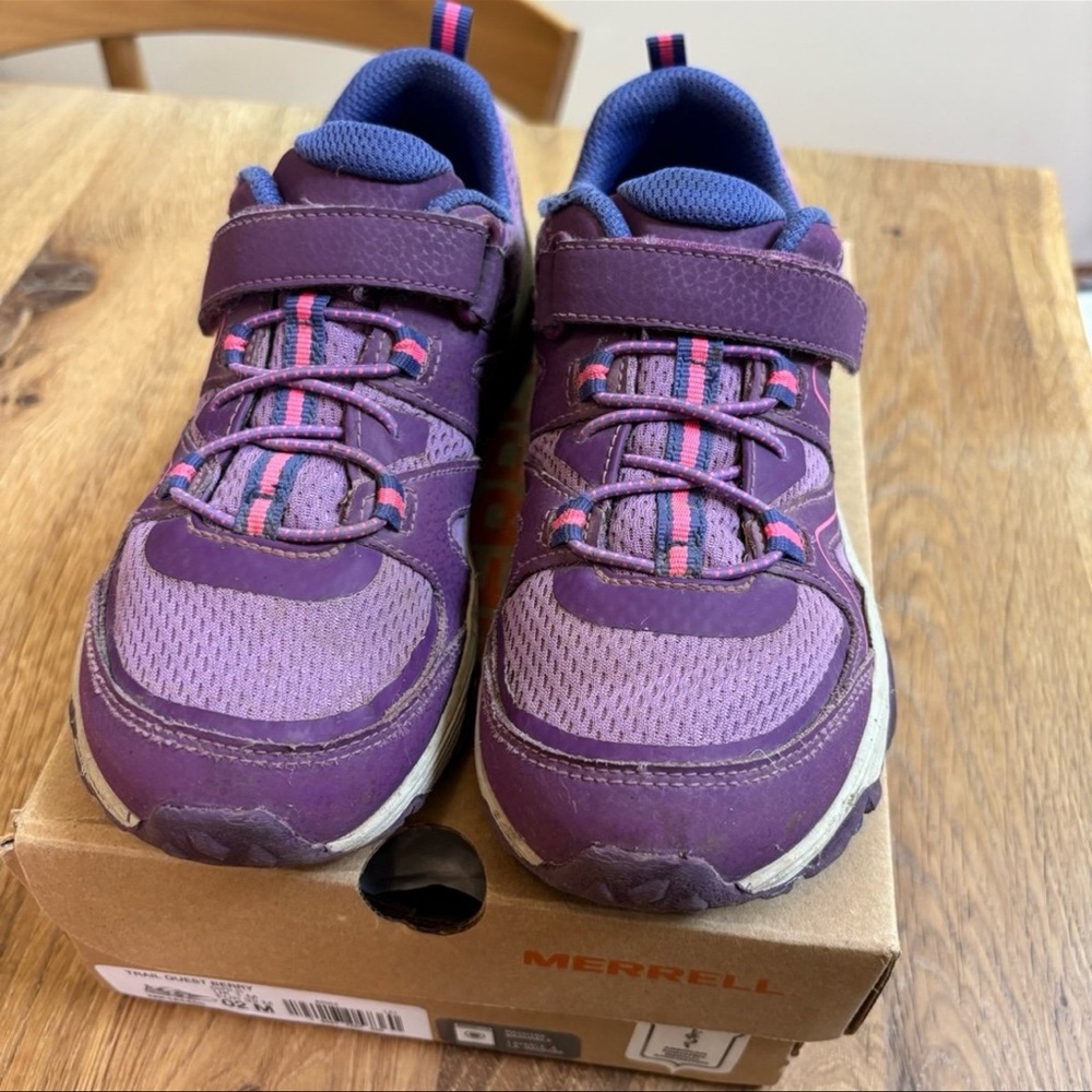 (SOLD) Merrell, Kids Purple Trail Quest Berry Hiking Shoes, US 2